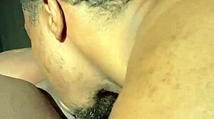 Licking Ebony Amateur's Pussy In Homemade Muff Diving Session