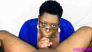 She says, 'Open wide for my sloppy blowjob and facial, ebony BBW.'