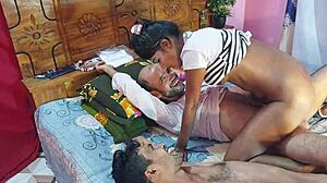 hanif pk, sumona, manik in college girl's first double penetration threesome