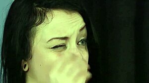 Foxy model receives jizz load on face.