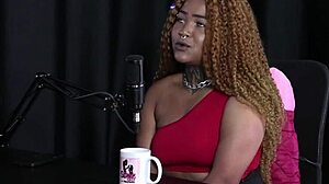 Black Duquesa in sheer red craves gangbang action