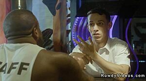 Beardy gay hunk anal fucks young worker in sex club