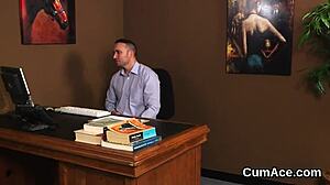 Wow, that spicy stunner gets sperm shot on her face while sucking all the ejaculate! So intense!