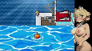 Sea devil confrontation in fishing game.