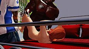 Redhead cheerleader bangs multiple black cocks in gangbang!
