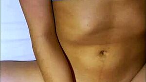 Shy petite 18+ student shares bed after party for tight orgasm