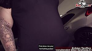 Hey, check out this fat german brunette getting fucked outdoors in public!