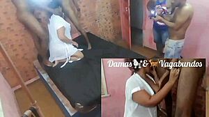 Latina BBW Slut Takes Monster Cocks In Wild Gangbang With Three Men!