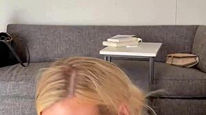 Ally, my submissive blonde lover, goes deep for cock like a champ! Suck it harder!