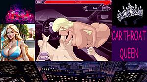 deepthroat in the car with blonde