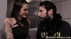 tattooed emo punk girl gets double penetrated in fetish threesome with blowjob and cum in mouth