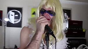 cute ladyboy dances to music, aspiring to be lady gaga