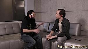 tattooed emo punk girl gets double penetrated in fetish threesome with blowjob and cum in mouth