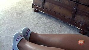 Puma Socks Fetish Featuring Black Ebony Cougar With Ass And Feet Details