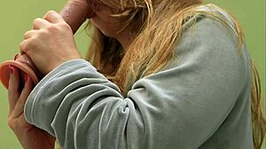 Hot milf babe masturbates outdoors with a dildo on webcam, trying not to get caught by neighbors