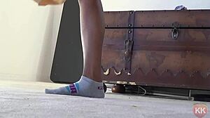 Puma Socks Fetish Featuring Black Ebony Cougar With Ass And Feet Details