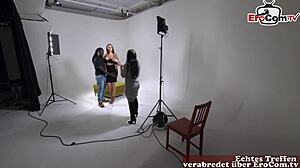 Brunette Latina model with big tits gets facial from big black cock