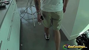 casting agent rides muscular gay stud's hard cock