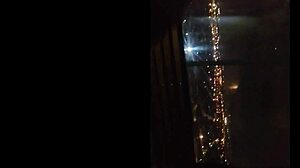 Feeling excited as stranger sucks it on the cable car