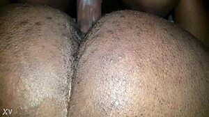 Ebony girl bends over for long dick doggy in public