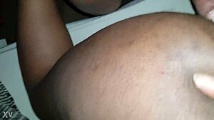 Ebony girl bends over for long dick doggy in public