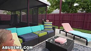 Blonde harley king craves rough quickie fucking on her small tits.