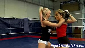 Muscular Dyke Pussylicked After Wrestling