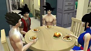 hey, dragon ball hentai wife punishes son for daily anal!