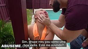 Blonde harley king craves rough quickie fucking on her small tits.