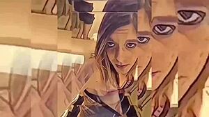 I watch this hot shemale teaseing me, undressin in the bathroom, rippin clothes off.