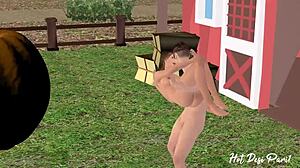 Cartoon Friends in Public Park. Suggestive Outdoor Play with Blowjob and Creampie