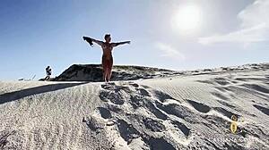 Nude Walk With Friends On Beach