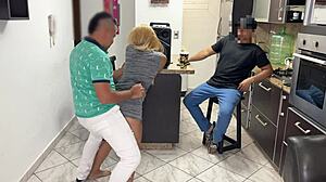 my dick hard from girlfriend's ass rub in front of boyfriend!