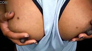 Ebony girl tempts with beautiful features in close view