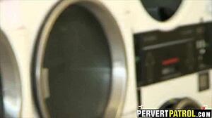 Detailed spying on teen slut in laundromat pov