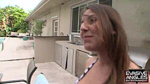 July Fire And Lexi Lockhart Outdoors: Brunette Shoves Big Butt Into Black Lesbian's Face.