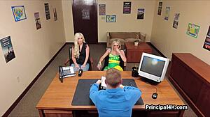 I watched two blondes getting fucked by the principal at the office.