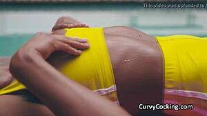 Black chick ends workout on hard white cock