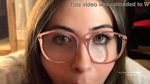 Girl with glasses gives blowjob and gets creampie