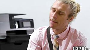 Curly hair latin milf librarian victoria voxxx interacts with principal in school setting after personal moment.