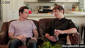 closeted guy passionately fucks his cooking instructor in the kitchen