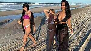 Nude Walk With Friends On Beach