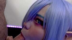 Curvy Goth Elf Furiyssh Delivers a Sloppy Homemade Blowjob with Cum in Mouth for Young 18+ Amateur Fans.