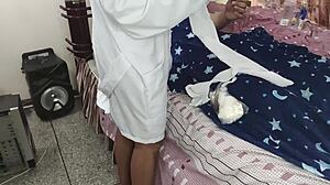 Sexy Latina doctor slut swallows patient's cum