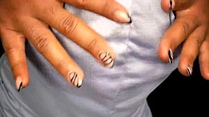 Ebony girl tempts with beautiful features in close view