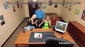 I watched two blondes getting fucked by the principal at the office.