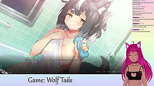 Vtuber Lewdneko Plays Wolf Tails Part 2 with Big Tits Lesbian Action