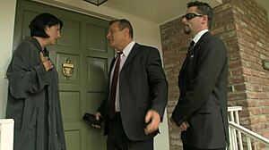 Brunette bitch roxanne hall with big boobs gets fucked by fit stud and takes facial