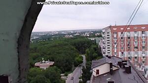 we're a real couple having sex on the 16th floor