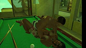 Playing on the pool table